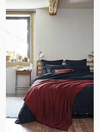 Plaid à franges – Double Gaze de Coton – GAÏA