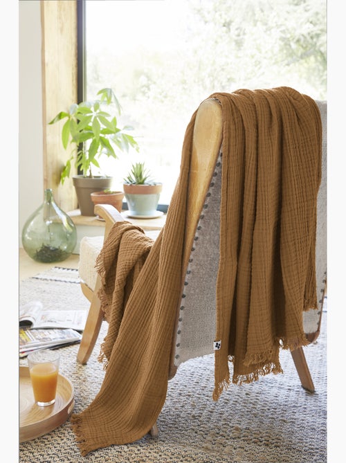 Plaid à franges – Double Gaze de Coton – GAÏA - Kiabi