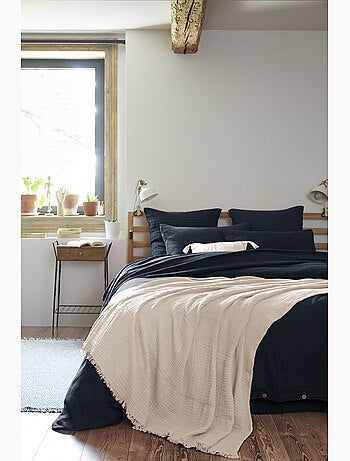 Plaid à franges – double gaze de coton – gaïa