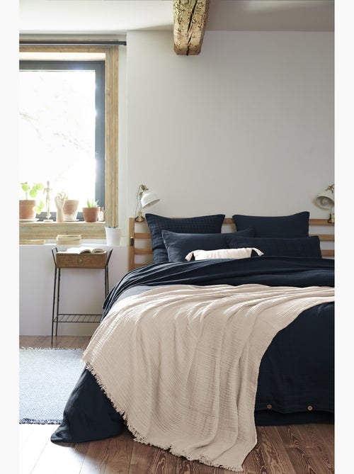Plaid à franges – double gaze de coton – gaïa - Kiabi Plaid à franges – double gaze de coton – gaïa - Kiabi