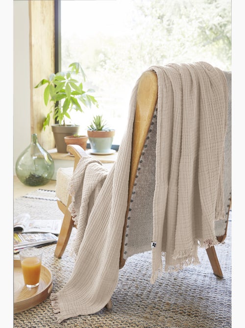 Plaid à franges – double gaze de coton – gaïa - Kiabi Plaid à franges – double gaze de coton – gaïa - Kiabi