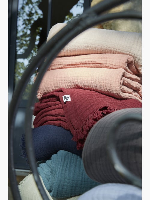 Plaid à franges – double gaze de coton – gaïa - Kiabi Plaid à franges – double gaze de coton – gaïa - Kiabi
