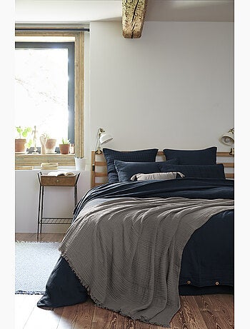 Plaid à franges – double gaze de coton – gaïa