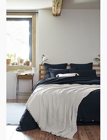 Plaid à franges – Double Gaze de Coton – GAÏA