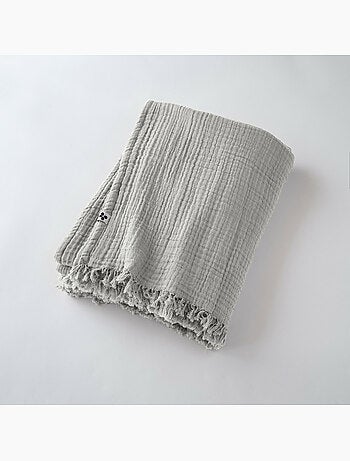 Plaid à franges – double gaze de coton – gaïa
