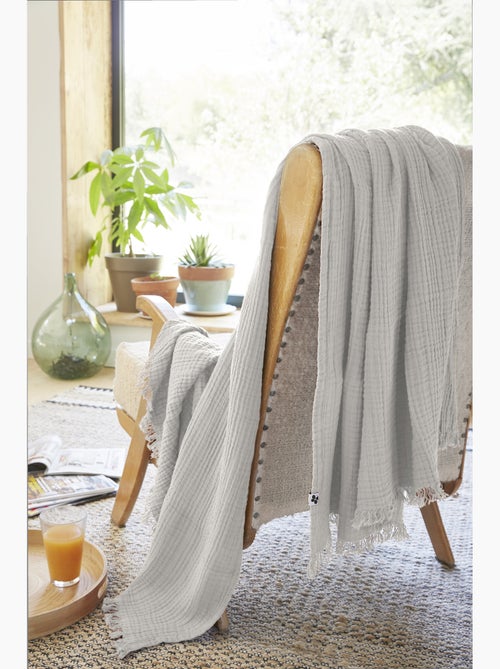 Plaid à franges – double gaze de coton – gaïa - Kiabi Plaid à franges – double gaze de coton – gaïa - Kiabi