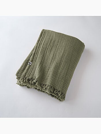 Plaid à franges – Double Gaze de Coton – GAÏA