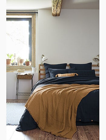 Plaid à franges – Double Gaze de Coton – GAÏA