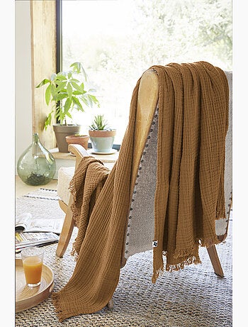 Plaid à franges – Double Gaze de Coton – GAÏA