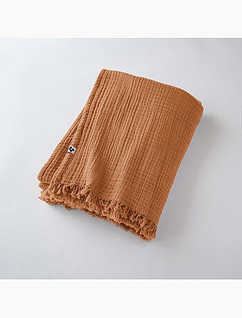 Plaid à franges – Double Gaze de Coton – GAÏA