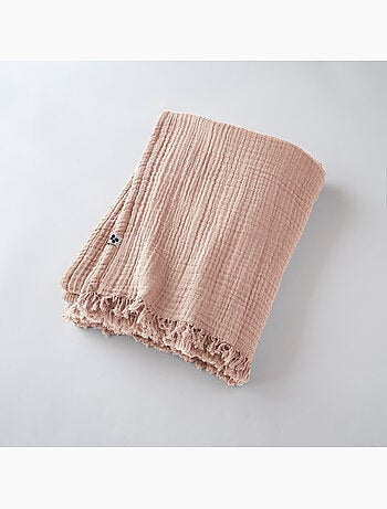 Plaid à franges – Double Gaze de Coton – GAÏA