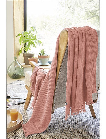 Plaid à franges – Double Gaze de Coton – GAÏA