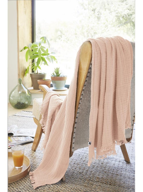 Plaid à franges – double gaze de coton – gaïa - Kiabi Plaid à franges – double gaze de coton – gaïa - Kiabi