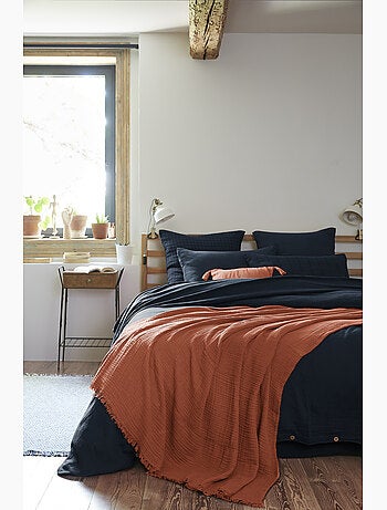 Plaid à franges – Double Gaze de Coton – GAÏA