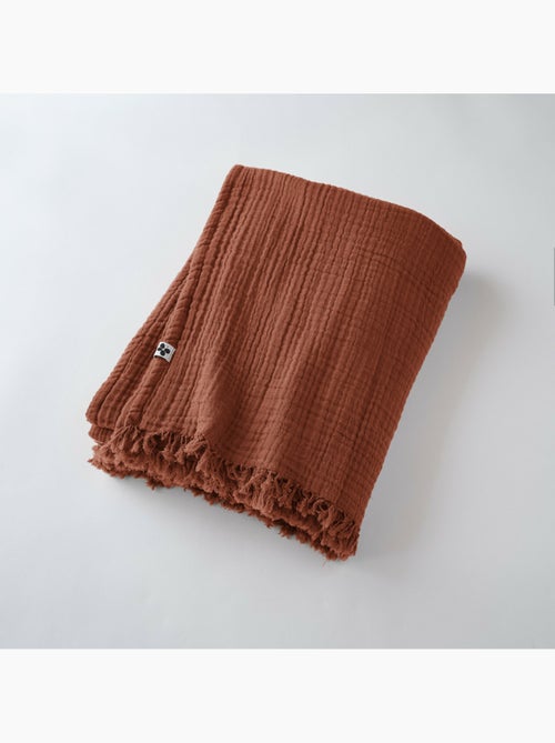 Plaid à franges – Double Gaze de Coton – GAÏA - Kiabi