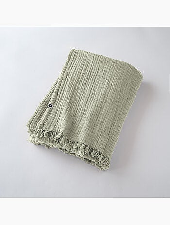 Plaid à franges – Double Gaze de Coton – GAÏA
