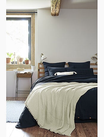 Plaid à franges – double gaze de coton – gaïa