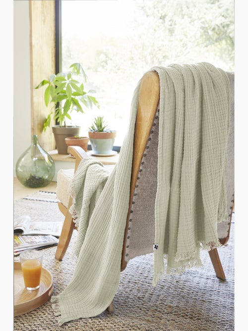 Plaid à franges – double gaze de coton – gaïa - Kiabi Plaid à franges – double gaze de coton – gaïa - Kiabi