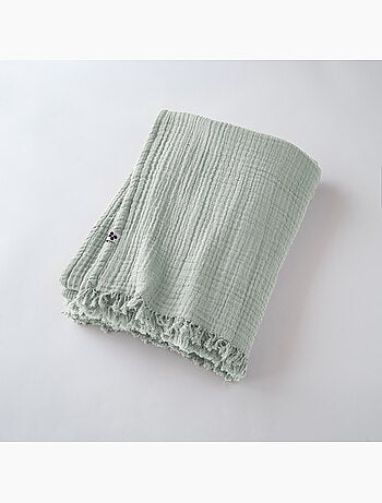 Plaid à franges – Double Gaze de Coton – GAÏA