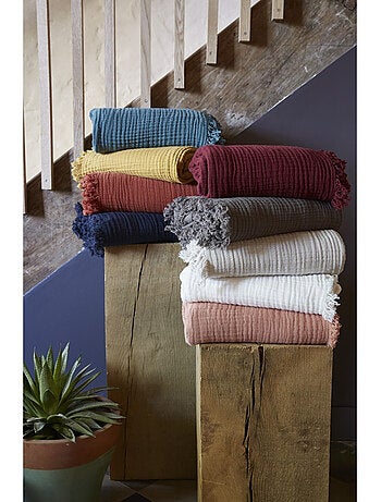 Plaid à franges – Double Gaze de Coton – GAÏA