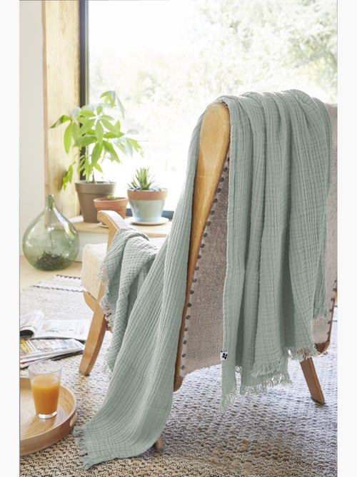 Plaid à franges – Double Gaze de Coton – GAÏA - Kiabi
