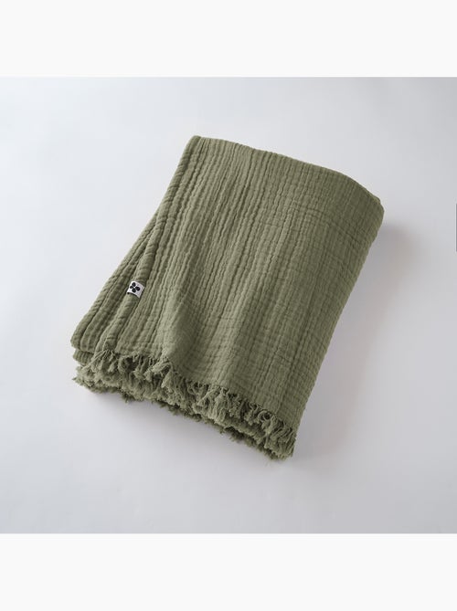 Plaid à franges – double gaze de coton – gaïa - Kiabi Plaid à franges – double gaze de coton – gaïa - Kiabi