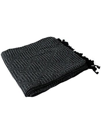 Plaid a franges effet tricot dune