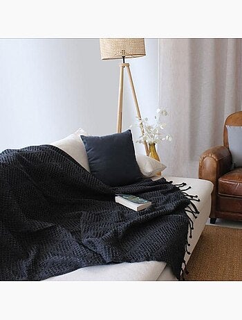Plaid a franges effet tricot dune