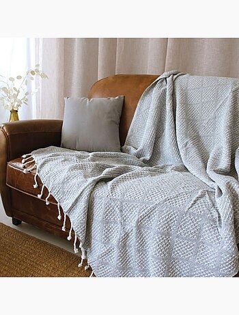 Plaid a franges effet tricot Dune