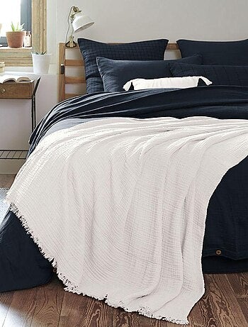 Plaid à franges en Gaze de coton