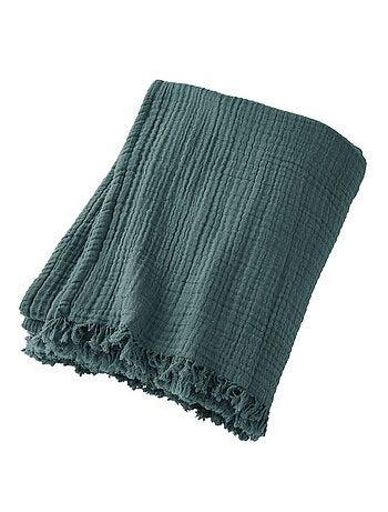 Plaid à franges en Gaze de coton