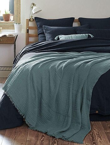 Plaid à franges en Gaze de coton