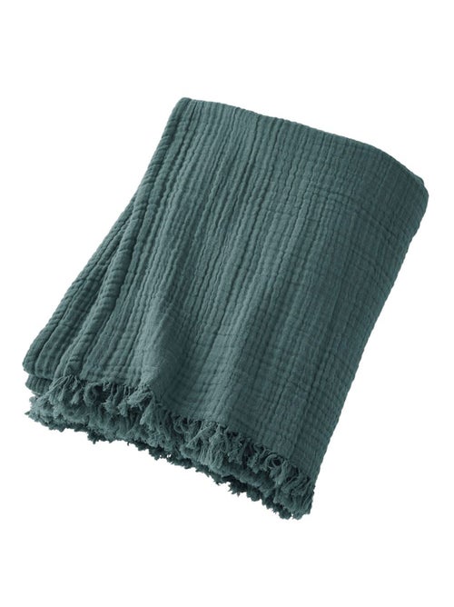 Plaid à franges en Gaze de coton - Kiabi Plaid à franges en Gaze de coton - Kiabi