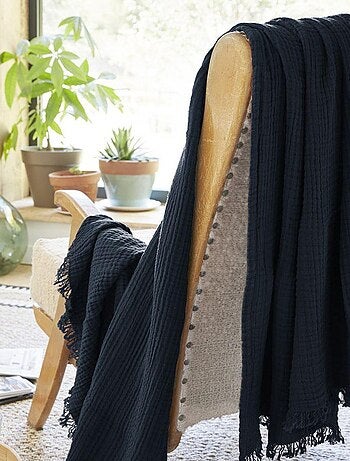 Plaid à franges en Gaze de coton