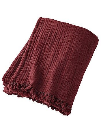 Plaid à franges en Gaze de coton