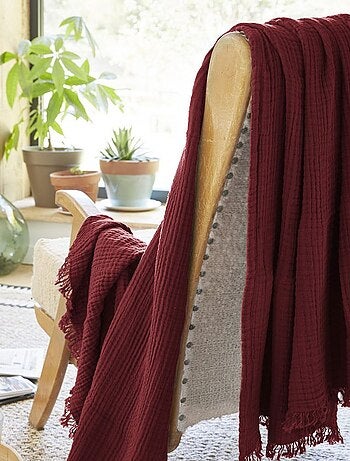 Plaid à franges en Gaze de coton