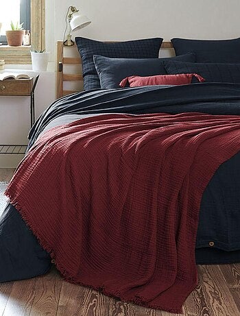 Plaid à franges en Gaze de coton