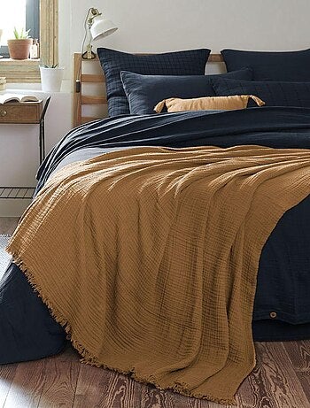 Plaid à franges en Gaze de coton