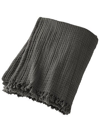 Plaid à franges en Gaze de coton