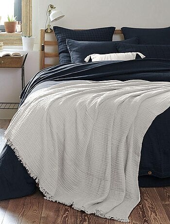 Plaid à franges en Gaze de coton