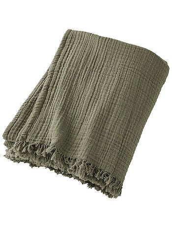 Plaid à franges en Gaze de coton