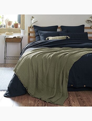 Plaid à franges en Gaze de coton