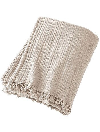 Plaid à franges en Gaze de coton