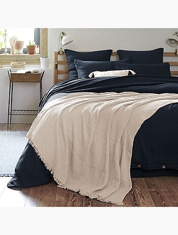 Plaid à franges en Gaze de coton