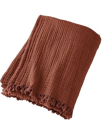 Plaid à franges en Gaze de coton