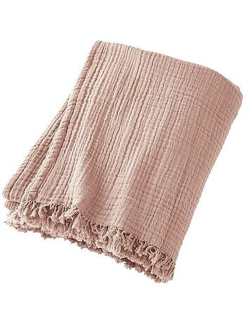 Plaid à franges en Gaze de coton