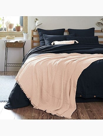 Plaid à franges en Gaze de coton