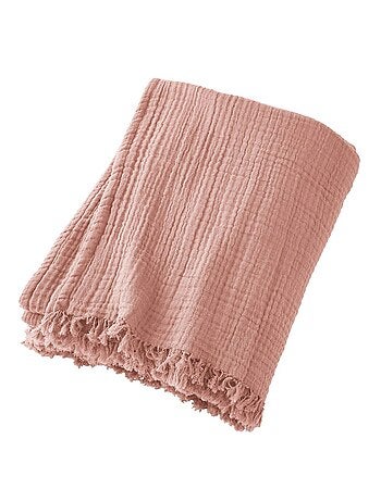 Plaid à franges en Gaze de coton