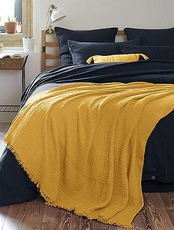 Plaid à franges en Gaze de coton