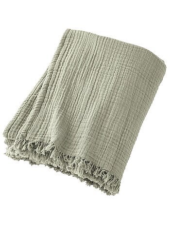 Plaid à franges en Gaze de coton